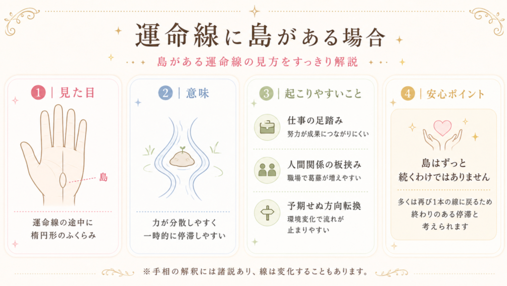 島がある運命線の図解